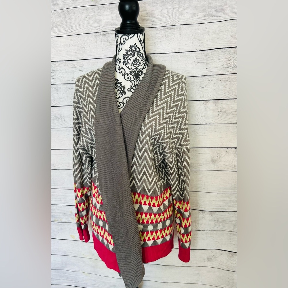 Xhilaration Women’s Colorful Boho Chevron Open Front Cardigan Sweater XL